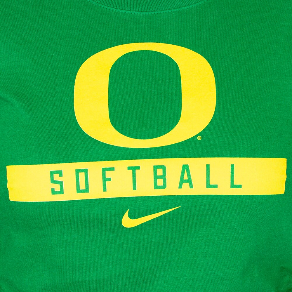 Classic Oregon O, Nike, Green, Crew Neck, Cotton, Women, Softball, T-Shirt, 921101